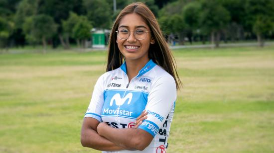 Marcela Peñafiel, en una entrevista con PRIMICIAS en el Parque La Carolina, en Quito, el 25 de agosto de 2022.