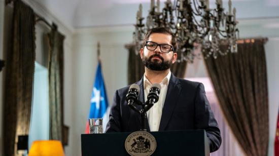 El presidente de Chile, Gabriel Boric, durante su cadena nacional, la noche del 4 de septiembre de 2022.