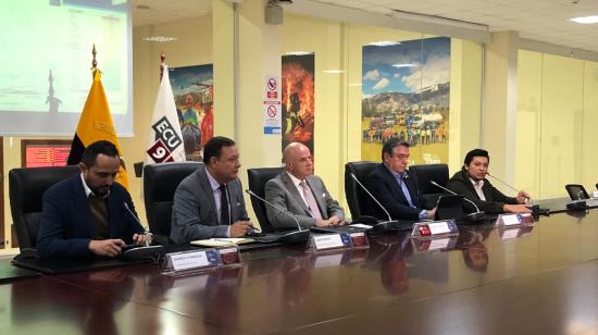 Autoridades del COE, durante una rueda de prensa en Quito, el 6 de septiembre de 2022.