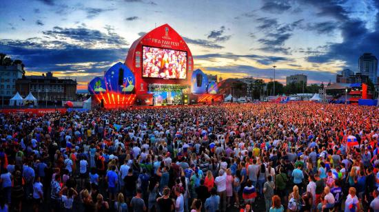 Vista panorámica del FIFA Fan Fest en el Mundial de Rusia, en 2018.