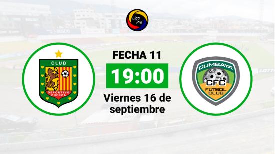 Deportivo Cuenca se enfrenta a Cumbayá, desde las 19:00, el viernes 16 de septiembre de 2022. 