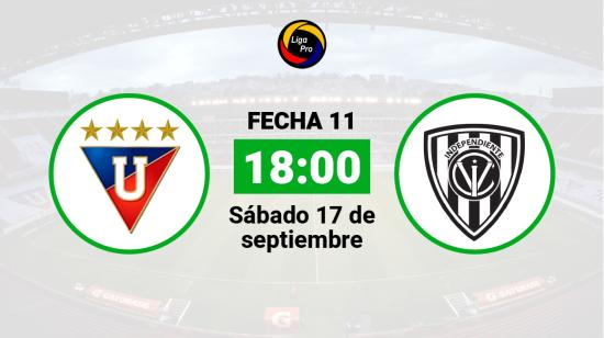 Liga de Quito se enfrenta a Independiente del Valle el sábado 17 de septiembre desde las 18:00.