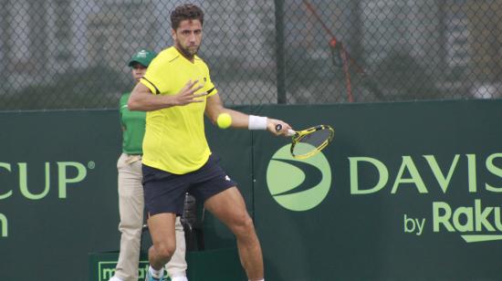 Roberto Quiroz, durante el partido de Copa Davis entre Ecuador y Suiza, el 18 de septiembre de 2022. 