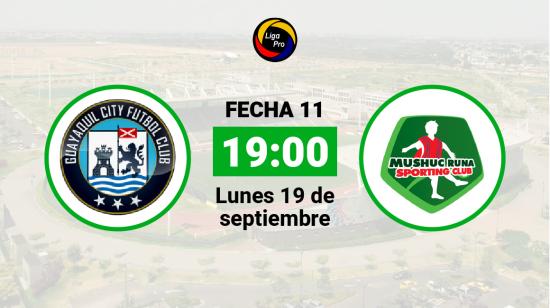 Guayaquil City se enfrenta a Mushuc Runa el lunes 19 de septiembre de 2022 a las 19:00.