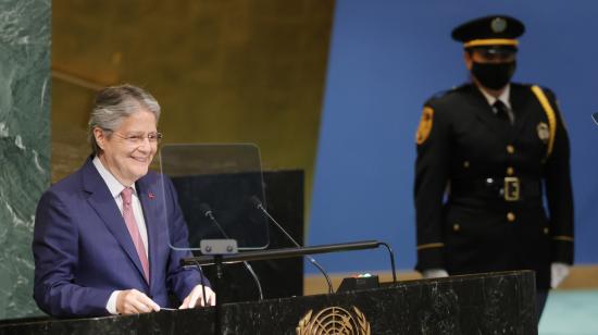 El presidente Guillermo Lasso durante su participación en la Asamblea de las Naciones Unidas. 21 de septiembre de 2022