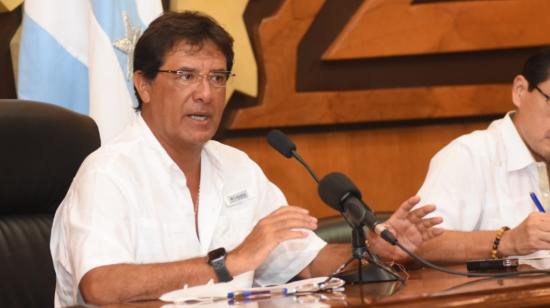 Carlos Luis Morales presidiendo una sesión extraordinaria de la Prefectura del Guayas, en mayo de 2020.