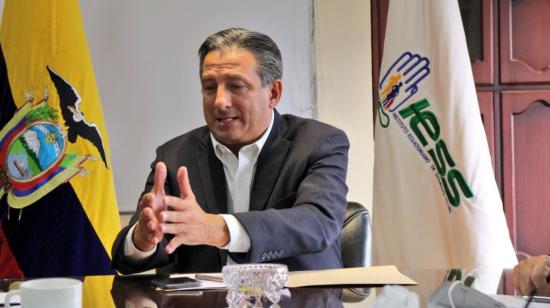 Diego Salgado, director General del IESS, en su despacho en Quito, el 21 de septiembre de 2022.