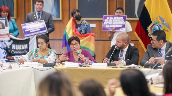 Elizabeth Otavalo, madre de María Belén Bernal, durante su comparecencia en la Comisión de Justicia, el 27 de septiembre de 2022.