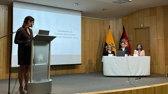 Autoridades del Banco Central en la presentación de la actualización de la previsión del PIB de 2022, en septiembre. 