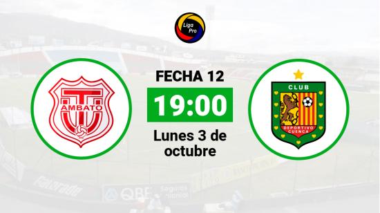 Técnico Universitario se enfrenta a Deportivo Cuenca el lunes 3 de octubre desde las 19:00.