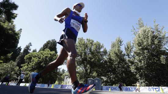 Daniel Pintado compitiendo en los 20 kilómetros marcha marcha, el 15 de julio de 2022, durante los Campeonatos del Mundo de atletismo en Eugene (Estados Unidos).