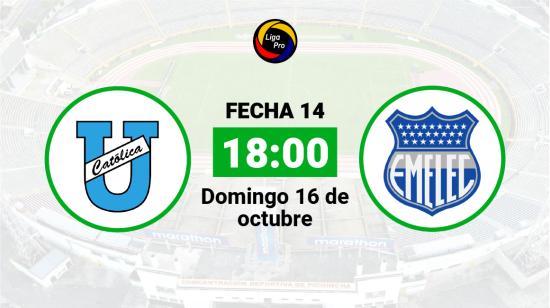 Universidad Católica se enfrenta a Emelec el domingo 16 de octubre desde las 18:00.