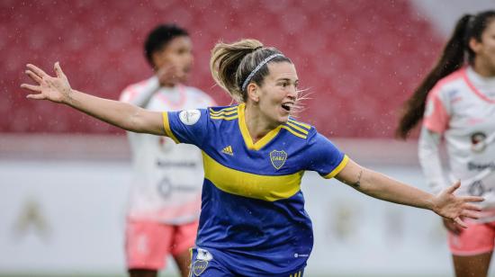 Camila Gómez, de Boca Juniors, festeja un gol anotado frente a Ñañas en la Fecha 2 de la Libertadores femenina, el 16 de octubre de 2022.