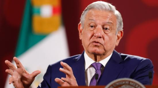 El presidente mexicano Andrés Manuel López Obrador, en una rueda de prensa en el Palacio Nacional.