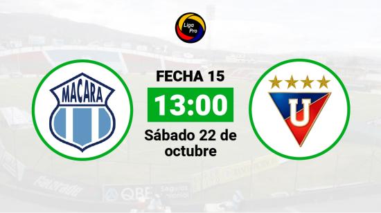 Macará se enfrenta a Liga de Quito el sábado 22 de octubre desde las 13:00.