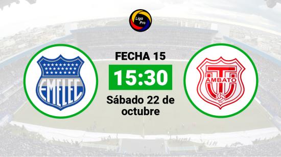 Emelec se enfrenta a Técnico Universitario el sábado 22 de octubre desde las 15:30.