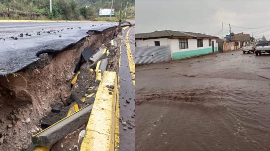 Las fuertes lluvias en Tungurahua dejaron casas anegadas y daños en varias vías del cantón Píllaro y de Ambato, la tarde del 26 de octubre de 2022.