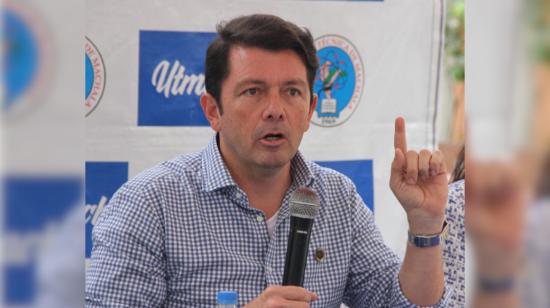 El ministro de Gobierno, Francisco Jiménez, en un evento en Machala, el 21 de octubre de 2022.