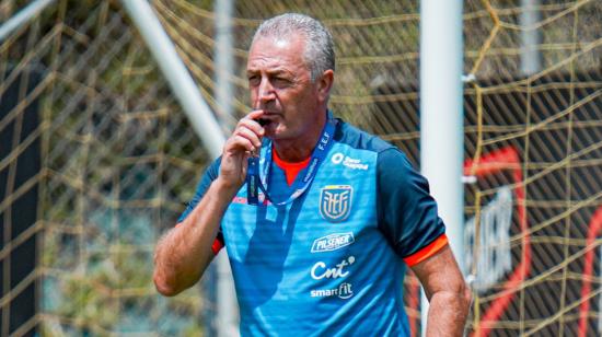 Gustavo Alfaro, durante un entrenamiento en la Casa de la Selección, en Quito, el 4 de noviembre de 2022.