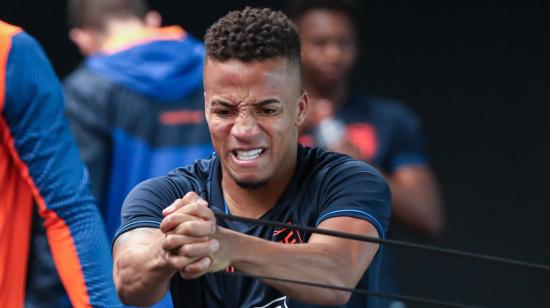 Byron Castillo durante un entrenamiento en la Casa de la Selección, en Quito. 