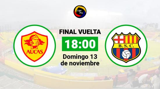 Aucas se enfrentará a Barcelona el domingo 13 de noviembre desde las 18:00.