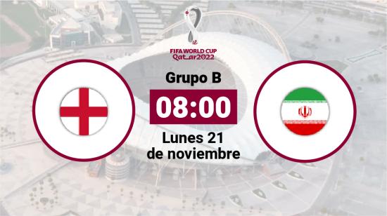 Inglaterra se enfrenta a Irán el lunes 21 de noviembre desde las 08:00.