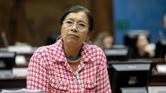 La expresidenta de la Asamblea, Guadalupe Llori, en la sesión del Pleno del 27 de octubre de 2022.