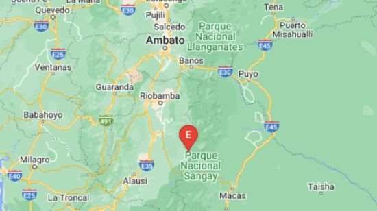 Imagen de la localización del sismo de 4,7 en Riobamba, la noche del 16 de noviembre de 2022.