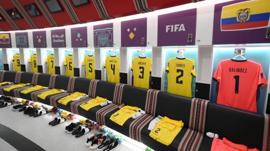 Camerino de Ecuador antes del partido con Qatar. 