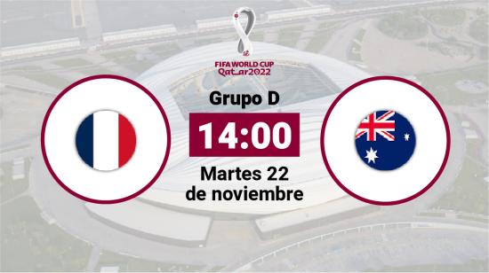 Francia se enfrenta a Australia en la primera fecha del Grupo D del Mundial de Qatar, este martes 22 de noviembre de 2022. 