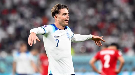 El futbolista inglés Jack Grealish festeja un gol con su selección ante Irán, el 21 de noviembre de 2022.