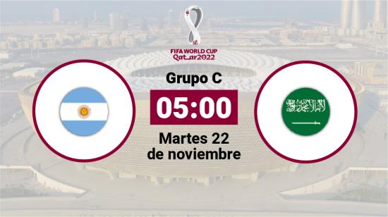 Argentina enfrenta a Arabia Saudita por el Grupo C del Mundial de Qatar, el martes 22 de noviembre de 2022.