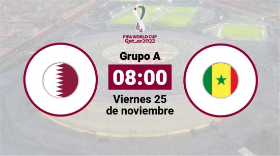 Qatar se enfrenta a Senegal el viernes 25 de noviembre a las 08:00.