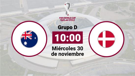 Australia se enfrenta a Dinamarca el miércoles 30 de noviembre desde las 10:00. 