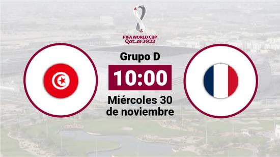 Túnez y Francia se enfrentan el miércoles 30 de noviembre, por el Grupo D del Mundial de Qatar 2022.