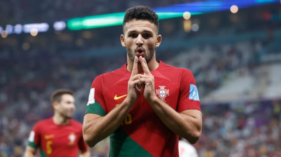 Gonçalo Ramos celebra durante el partido de Portugal ante Suiza, el 6 de diciembre de 2022.