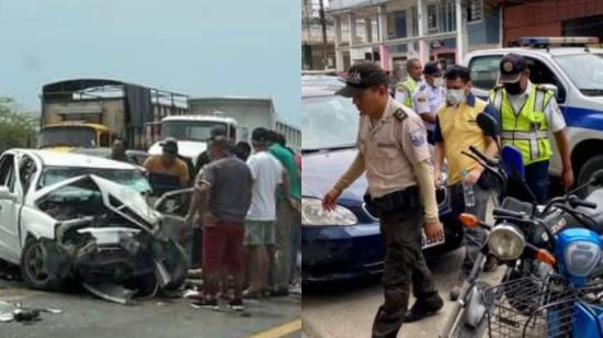 El triple choque en Santa Elena (i) y los ciclistas arrollados en Machala son dos de los accidentes de tránsito que concentran la atención ciudadana.