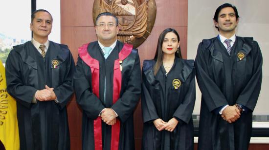 De izq. a der. Wilman Terán, Iván Saquicela, Mercedes Caicedo y Luis Rivera, jueces de la Corte Nacional de Justicia.