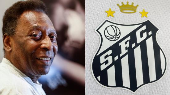 Pelé y el uniforme que el Santos sacó en su honor.