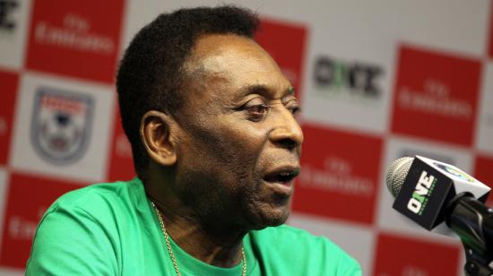 Pelé, durante una rueda de prensa en Cuba, el 1 de junio de 2015.