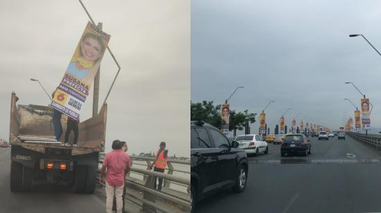 Retiro de vallas del Puente de la Unidad Nacional, el 31 de diciembre de 2022, tres días antes de la campaña electoral.