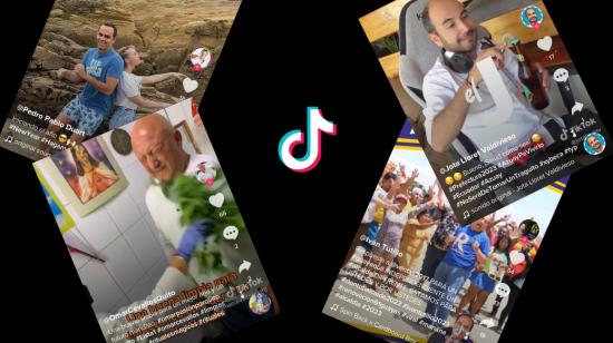 Los candidatos Pedro Pablo Duart, Juan Cristóbal Lloret, Omar Cevallos e Iván Tutillo en sus videos promocionales de TikTok.