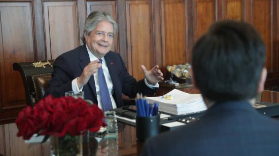 El presidente Guillermo Lasso, en el Palacio de Carondelet. Quito, 10 de enero de 2022