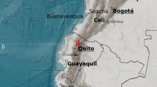 Imagen de la localización del sismo en Tabacundo, provincia de Pichincha, el 24 de enero de 2023.