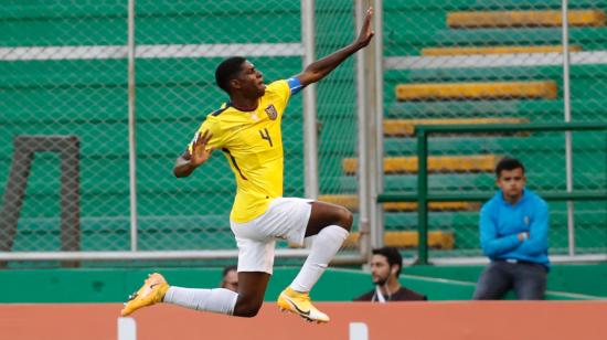 Garis Mina de Ecuador celebra su gol anotado ante Bolivia en el Sudamericano Sub 20, el domingo 22 de enero de 2023.