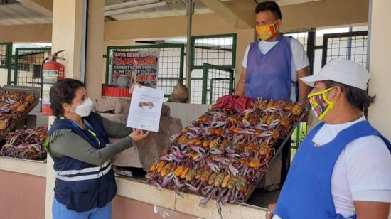 Socialización del Ministerio de Producción sobre la veda del cangrejo rojo, en Guayas. en enero de 2021