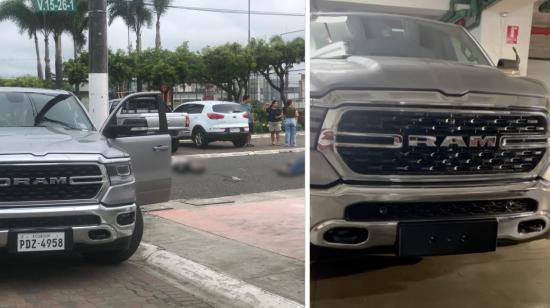 El carro de la izquierda clonó las placas del de la derecha para cometer actos ilícitos. Daule, 28. de enero de 2023.