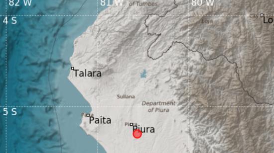 Imagen del epicentro del sismo de 4,3 de magnitud registrado en Piura, Perú, la noche del 31 de enero de 2023.