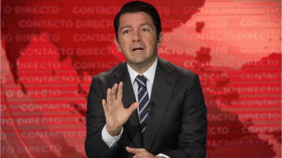 El ministro de Gobierno, Francisco Jiménez, durante una entrevista en un canal local, el 7 de febrero de 2023. 