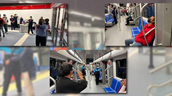 Las personas aprovechan para dormir, grabar y hasta bailar durante los viajes del Metro de Quito. 